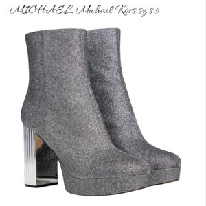 New MICHAEL Michael Kors Silver Platform Boots Sz 8.5